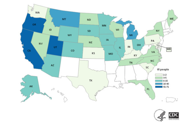 Map of US Salmonella Illnesses