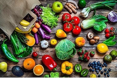 A full table full of food